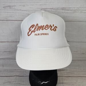 Elmer's Hat Trucker Snapback Men's Adjustable White Palm Springs